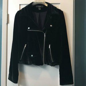 Forever 21 Velvet Moto Jacket in Black